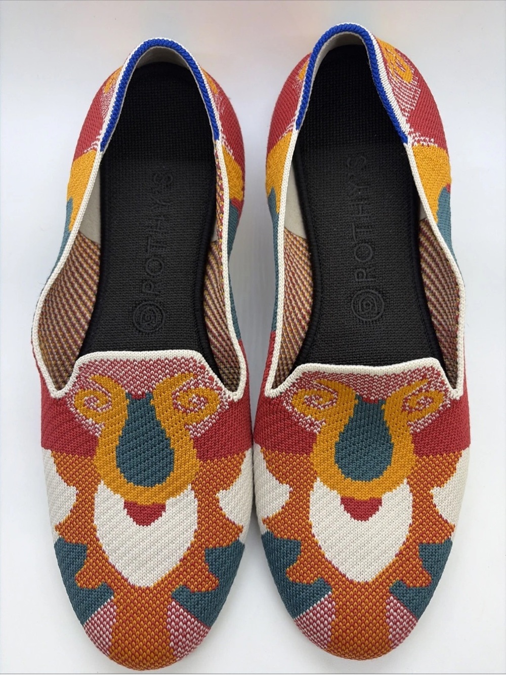 Rothy's Women's size 10.5 almond Moroccan print Multicolor Knit Slip-On Flats